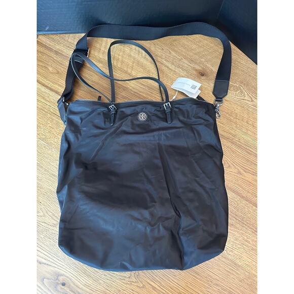 NWT Tory Burch $(328) Nylon Virginia Tote Bag Black - Picture 2 of 11